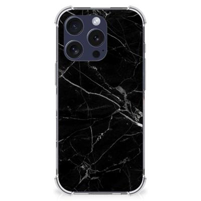 iPhone 16 Pro Anti-Shock Hoesje Marmer Zwart - Origineel Cadeau Vader