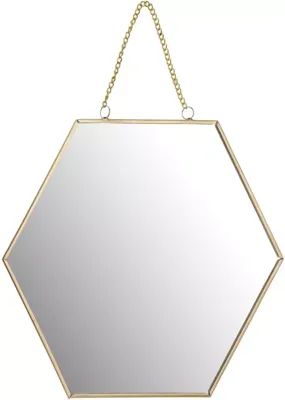 Spiegel glas honingraat 20x18x1cm goud