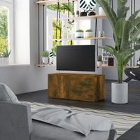 Tv-meubel 80x34x36 cm bewerkt hout gerookt eikenkleurig - thumbnail