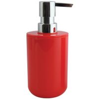 Zeeppompje/zeepdispenser Porto - PS kunststof - rood/zilver - 7 x 16 cm - 260 ml