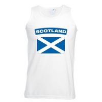 Singlet shirt/ tanktop Schotse vlag wit heren