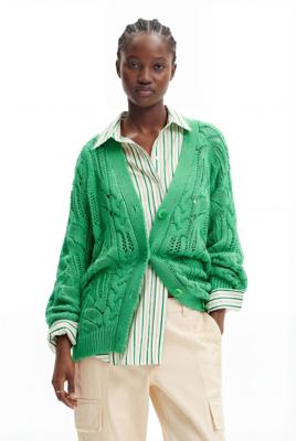 Oversized opengewerkt vest - GREEN - M