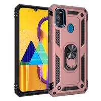 Voor Galaxy M30s Armor schokbestendig TPU + PC beschermende case met 360 graden rotatie houder (Rose goud)