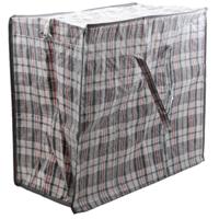 Mega grote XXL boodschappentas / dekentas - grijs geruit - 65 x 30 cm - kunststof - 82 liter