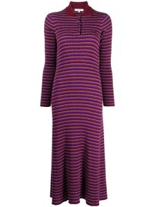 Maison Kitsuné robe mi-longue rayée à patch logo - Violet