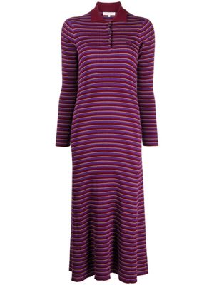 Maison Kitsuné robe mi-longue rayée à patch logo - Violet