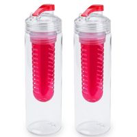 2x Rode drinkfles/waterfles met fruit infuser 700 ml - thumbnail