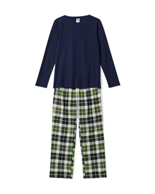 HEMA Damespyjama flanel ruiten donkerblauw (donkerblauw)