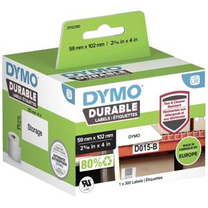 DYMO 2112290 Rol met etiketten 102 x 59 mm Polypropyleen folie Wit 300 stuk(s) Permanent hechtend Universele etiketten, Adresetiketten