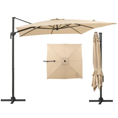 Zonnescherm 300 x 300 cm Parasol met Slinger Verstelbare Tuinparasol 360° Draaibaar Grote Terrasparasol Beige