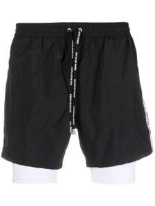 Balmain short superposé à bande logo - Noir