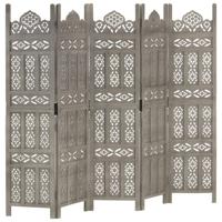 Kamerscherm 5 panelen handgesneden 200x165 cm mangohout grijs Kamerscherm 5 panelen handgesneden 200x165 cm mangohout grijs