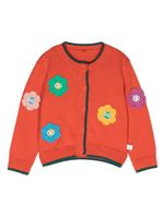 Stella McCartney Kids cardigan en coton biologique à appliques fleurs - Orange - thumbnail