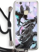 Pastel zwart: Huawei Ascend P10 Lite Transparant Hoesje met koord
