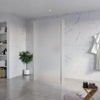 Fortifura Galeria Vrijstaande Inloopdouche - 100x200cm - Glas mat - antikalk - 8mm veiligheidsglas - 2 zijwanden 30cm - wandsteunen en hoekprofielen - Geborsteld RVS PVD (RVS) SW927769 2x/SW797927/SW797931 2x/SW798730 2x