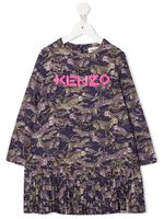 Kenzo Kids robe plissée à imprimé animalier - Violet