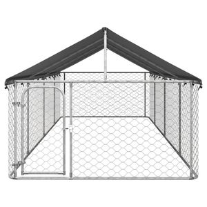 The Living Store Hondenkennel - Gegalvaniseerd Staal - 600 x 200 x 150 cm - Met Dak