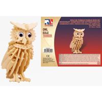 Houten dieren 3D puzzel uil vogel - 7 x 9 x 14 cm - Speelgoed bouwpakket - thumbnail