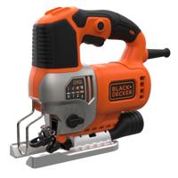 BLACK+DECKER BES610K 650W Pendeldecoupeerzaag | In koffer | 1 zaagblad voor hout | 1 zaagrechtblad voor hout | Antisplinterplaatje - BES610K-QS