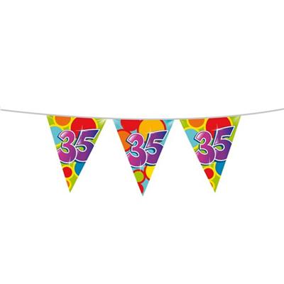 Haza Vlaggetjes - 35 jaar - leeftijd verjaardag - plastic - 10 meter - feestartikelen - versiering