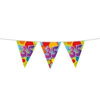 Haza Vlaggetjes - 35 jaar - leeftijd verjaardag - plastic - 10 meter - feestartikelen - versiering