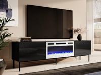 Tv-meubel met haard SKIPPY 2 deuren zwart/wit - thumbnail