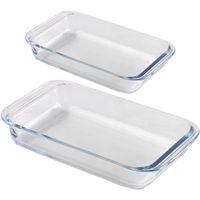 Ovenschaal set 2-delig - rechthoek - glas - 0,8L en 2,2L