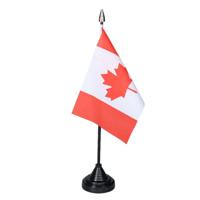 Vlag Canada tafelvlaggetjes - 1x stuks - 10 x 15 cm vlag - met zwarte standaard