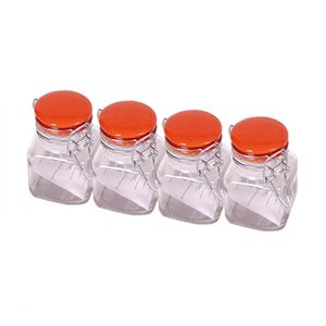 6x Weckpotjes/kruidenierspotjes rood 90 ml met beugelsluiting