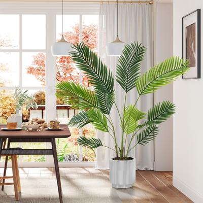 2-delige set Kunstmatige Areca Palm 140 cm Kunstplant in pot Kunstpalm met Groene Bladeren
