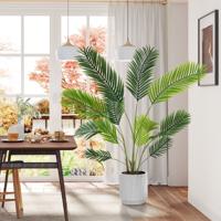 2-delige set Kunstmatige Areca Palm 140 cm Kunstplant in pot Kunstpalm met Groene Bladeren
