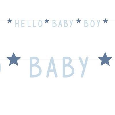 Letterslinger &apos;Hello Baby Boy&apos; Sterren Blauw (1,4m)