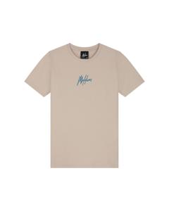 Malelions Zomer t-shirt jongens - taupe - Signature - gestreept