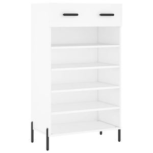 The Living Store Schoenenkast Urban - 60 x 35 x 105 cm - Wit - Bewerkt hout