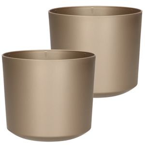 Prosperplast Plantenpot/bloempot Babylon - 2x - kunststof - buiten/binnen - titanium grijs - D12 x H12 cm - Plantenpotte