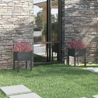 Plantenbakken 2 st 50x50x70 cm massief grenenhout grijs