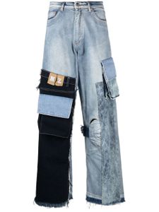 Natasha Zinko patchwork cargo mid-raise jeans - Bleu