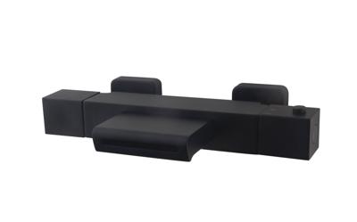 Wiesbaden Rombo thermostatische badmengkraan zwart