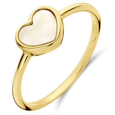 Ring Hart geelgoud-parelmoer wit