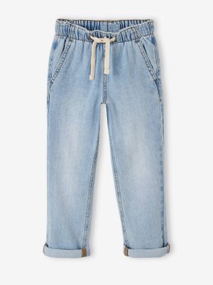 Wijde jongensbroek, eenvoudig aan te trekken gebleekt denim