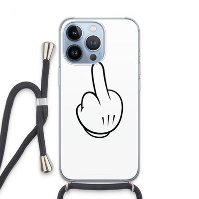 Middle finger white: iPhone 13 Pro Transparant Hoesje met koord