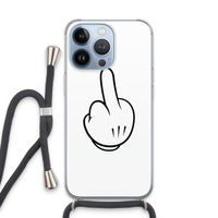 Middle finger white: iPhone 13 Pro Transparant Hoesje met koord
