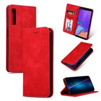 Retro huid voelen Business magnetische horizontale Flip lederen case voor Samsung Galaxy A7 2018 (rood)