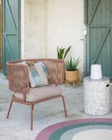 Kave Home Kave Home Nadin, Nadin fauteuil in terracotta koord met gegalvaniseerde stalen poten - thumbnail