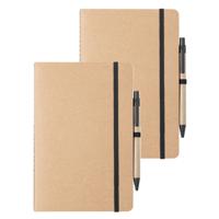 Notitieboekje A5 - 2x - opschrijfboekje - 21 cm - 60 paginas - zwart elastiek - schriften