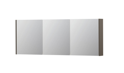 INK® SPK1 spiegelkast met 3 dubbel gespiegelde deuren, stopcontact en schakelaar 160 x 14 x 60 cm, mat taupe