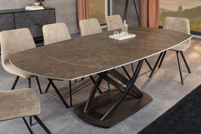 Uitschuifbare eettafel INCEPTION 130-190cm roest ovaal keramiek brons frame - 46425