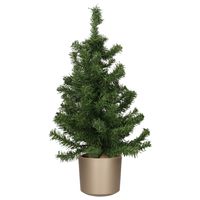 Mini kerstboom groen - in kunststof pot grijs - 75 cm - kunstboom