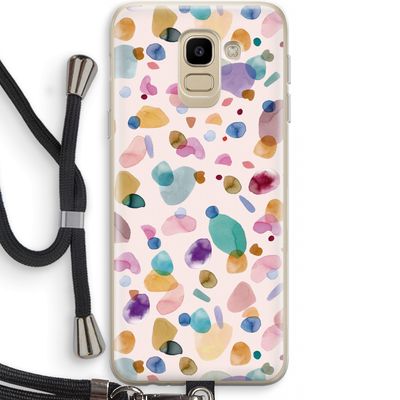 Terrazzo Memphis Pink: Samsung Galaxy J6 (2018) Transparant Hoesje met koord