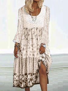 Floral Printed Long Sleeves Sweet Boho Weaving Dress